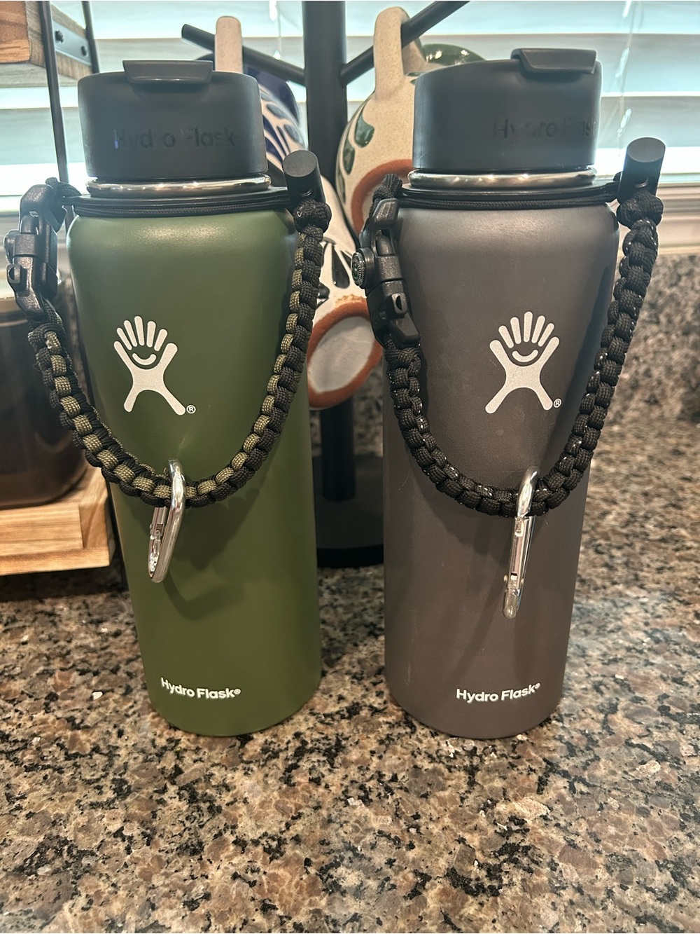 Hydro Flask Olive Green & Slate Gray Water Bottle Duo